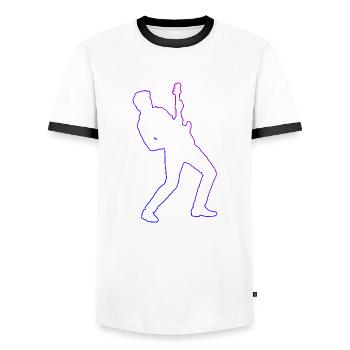 Guitare acoustique Guitare électronique Classique GUI - T-shirt contrasté Homme - blanc/noir - Devant - AI Model Female 172 light (172cm) & AI Model Male 178 dark (178cm)