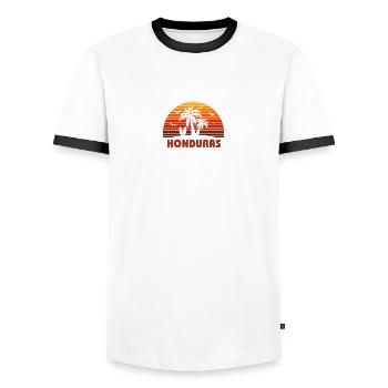 Cool Honduras Beach coucher de soleil Souvenir - T-shirt contrasté Homme - blanc/noir - Devant - AI Model Female 172 light (172cm) & AI Model Male 178 dark (178cm)
