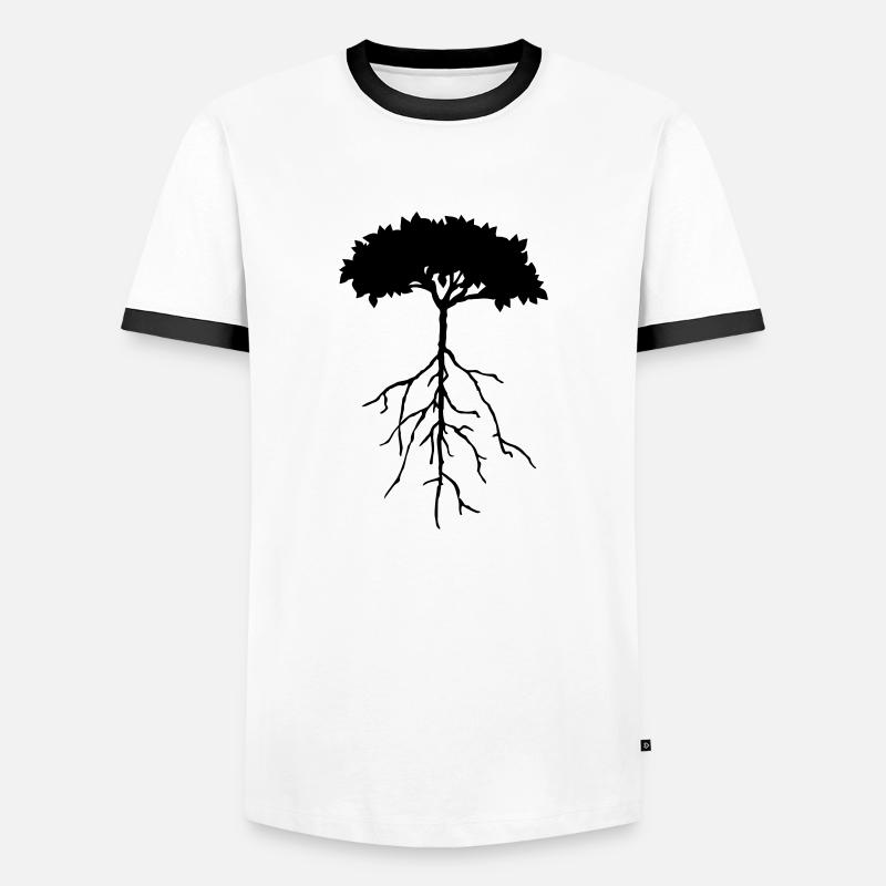 wurzelbaum - Männer Kontrast-T-Shirt - Weiß/Schwarz