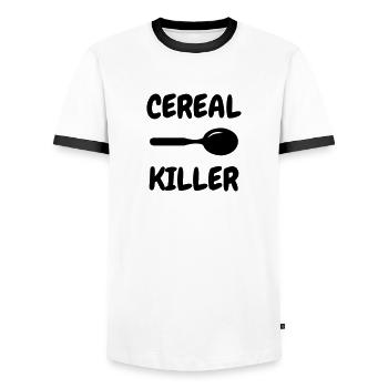 Cereal Killer - Humor - Funny - Joke - Friend - T-shirt contrasté Homme - blanc/noir - Devant - AI Model Female 172 light (172cm) & AI Model Male 178 dark (178cm)
