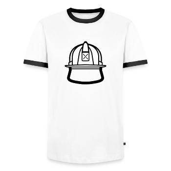 Firefighter's helmet - Men's Ringer Shirt - white/black - Front - AI Model Female 172 light (172cm) & AI Model Male 178 dark (178cm)
