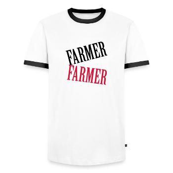 Farmer - T-shirt contrasté Homme - blanc/noir - Devant - AI Model Female 172 light (172cm) & AI Model Male 178 dark (178cm)