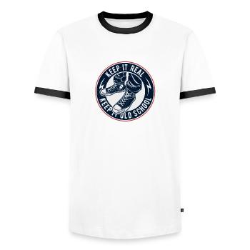 Gardez-la vieille école - T-shirt contrasté Homme - blanc/noir - Devant - AI Model Female 172 light (172cm) & AI Model Male 178 dark (178cm)
