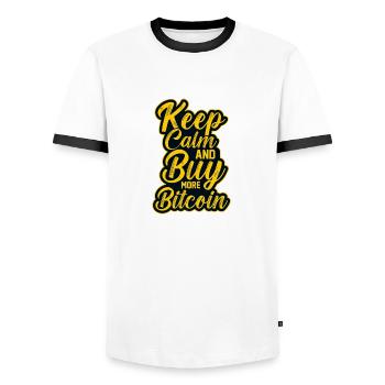 Keep calm and buy Bitcoin - T-shirt contrasté Homme - blanc/noir - Devant - AI Model Female 172 light (172cm) & AI Model Male 178 dark (178cm)