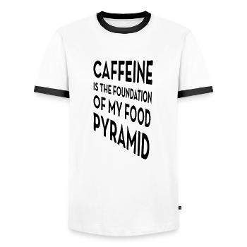 Caffeine is the foundation of my food pyramid. - Men's Ringer Shirt - white/black - Front - AI Model Female 172 light (172cm) & AI Model Male 178 dark (178cm)
