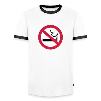 Nichtraucher - Männer Kontrast-T-Shirt - Weiß/Schwarz - Vorne - AI Model Female 172 light (172cm) & AI Model Male 178 dark (178cm)