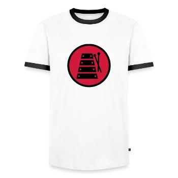 xylophone xylophoniste Musique Musicien Concert - T-shirt contrasté Homme - blanc/noir - Devant - AI Model Female 172 light (172cm) & AI Model Male 178 dark (178cm)
