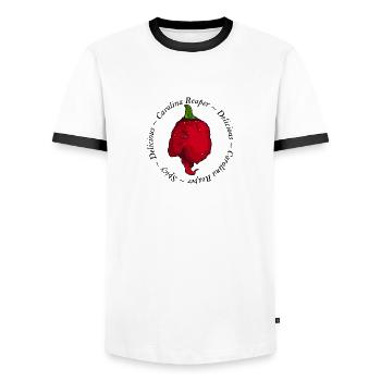 Carolina Reaper - Men's Ringer Shirt - white/black - Front - AI Model Female 172 light (172cm) & AI Model Male 178 dark (178cm)