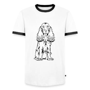 COCKER SPANIEL sitting dog dogs Wilsigns - Men's Ringer Shirt - white/black - Front - AI Model Female 172 light (172cm) & AI Model Male 178 dark (178cm)