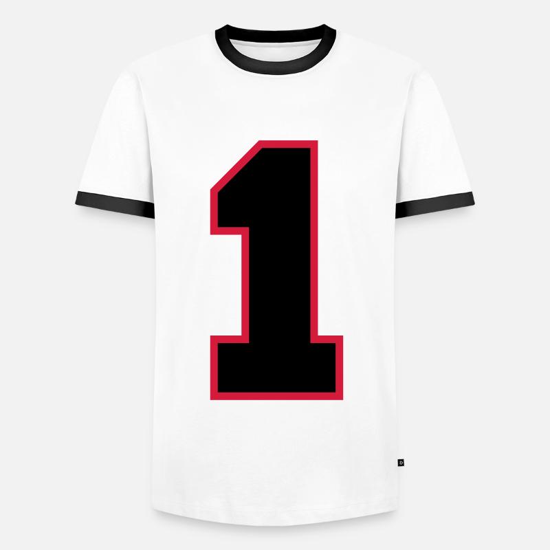 number1 - Männer Kontrast-T-Shirt - Weiß/Schwarz