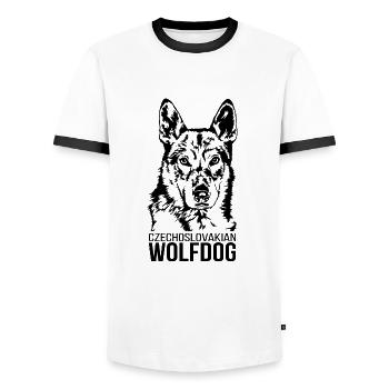 Czechoslovakian Wolfdog Portrait Hunde Wilsigns - Männer Kontrast-T-Shirt - Weiß/Schwarz - Vorne - AI Model Female 172 light (172cm) & AI Model Male 178 dark (178cm)