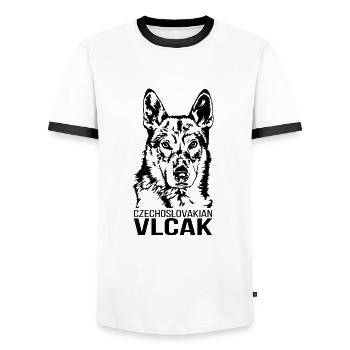 Tchécoslovaque Vlcak Portrait Chiens Wilsigns - T-shirt contrasté Homme - blanc/noir - Devant - AI Model Female 172 light (172cm) & AI Model Male 178 dark (178cm)