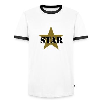Star for heroes and winner - Men's Ringer Shirt - white/black - Front - AI Model Female 172 light (172cm) & AI Model Male 178 dark (178cm)