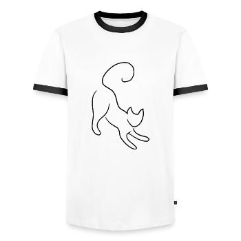 Cat kitten - Men's Ringer Shirt - white/black - Front - AI Model Female 172 light (172cm) & AI Model Male 178 dark (178cm)