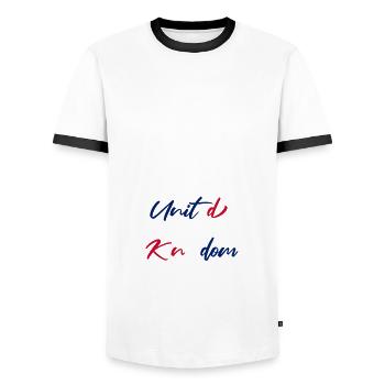 UK Gift Idea Funny Saying United Kingdom - Men's Ringer Shirt - white/black - Front - AI Model Female 172 light (172cm) & AI Model Male 178 dark (178cm)