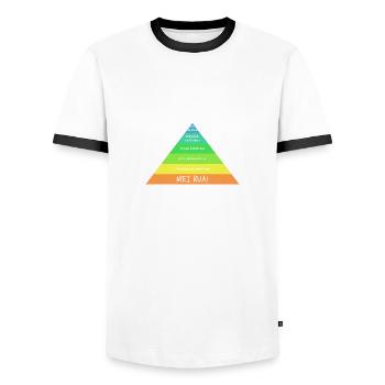 Schwäbische Bedürfnispyramide - Meine Ruhe Lustig - Männer Kontrast-T-Shirt - Weiß/Schwarz - Vorne - AI Model Female 172 light (172cm) & AI Model Male 178 dark (178cm)