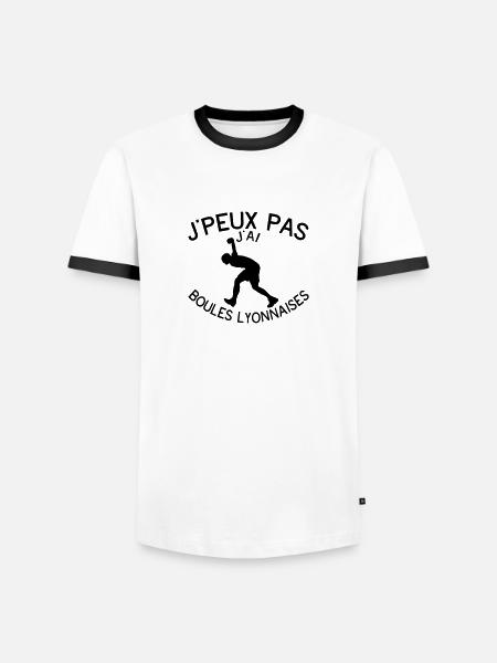 boules lyonnaises je peux pas citation - T-shirt contrasté Homme - blanc/noir