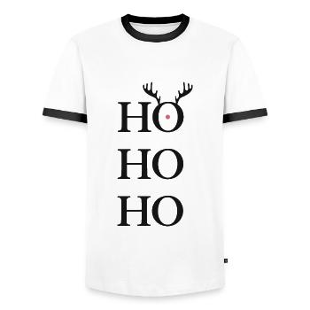 Ho Ho Ho - T-shirt contrasté Homme - blanc/noir - Devant - AI Model Female 172 light (172cm) & AI Model Male 178 dark (178cm)