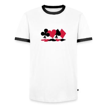 Poker, skat, jeu de cartes - T-shirt contrasté Homme - blanc/noir - Devant - AI Model Female 172 light (172cm) & AI Model Male 178 dark (178cm)
