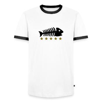 Fishing Fishbone Logo - Men's Ringer Shirt - white/black - Front - AI Model Female 172 light (172cm) & AI Model Male 178 dark (178cm)