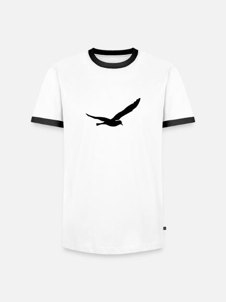 Möwe - Männer Kontrast-T-Shirt - Weiß/Schwarz