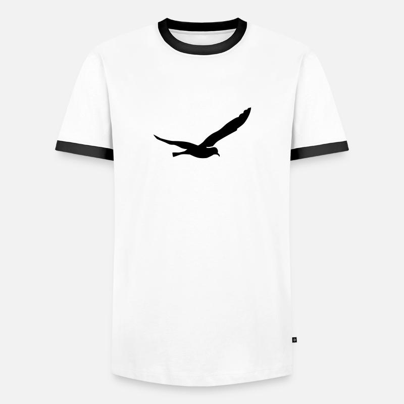 Möwe - Männer Kontrast-T-Shirt - Weiß/Schwarz