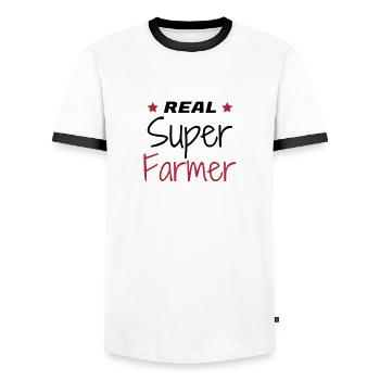 Landwirt / Bauer / Landwirtschaft / Traktor - Männer Kontrast-T-Shirt - Weiß/Schwarz - Vorne - AI Model Female 172 light (172cm) & AI Model Male 178 dark (178cm)