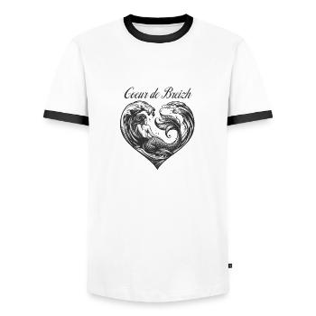 coeur de breizh sirene - T-shirt contrasté Homme - blanc/noir - Devant - AI Model Female 172 light (172cm) & AI Model Male 178 dark (178cm)
