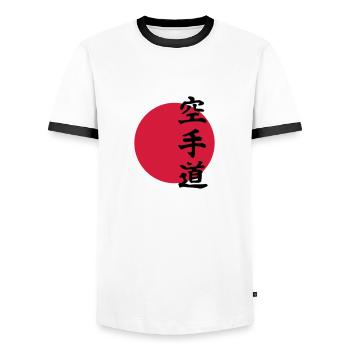 karaté - T-shirt contrasté Homme - blanc/noir - Devant - AI Model Female 172 light (172cm) & AI Model Male 178 dark (178cm)
