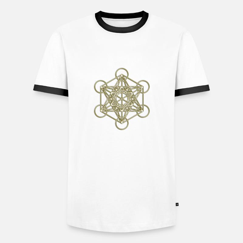 Metatron's Cube gold 3D - Men's Ringer Shirt - white/black