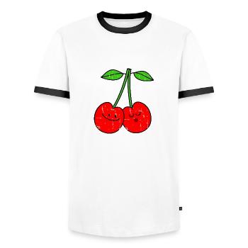 In love couple - T-shirt contrasté Homme - blanc/noir - Devant - AI Model Female 172 light (172cm) & AI Model Male 178 dark (178cm)