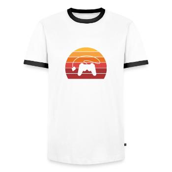 Gamer Controller Sunset Retro Vintage - Men's Ringer Shirt - white/black - Front - AI Model Female 172 light (172cm) & AI Model Male 178 dark (178cm)
