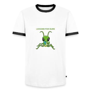 Looking for Bugs-Gottesanbeterin Handy - Männer Kontrast-T-Shirt - Weiß/Schwarz - Vorne - AI Model Female 172 light (172cm) & AI Model Male 178 dark (178cm)
