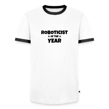 robotique / robot / roboticien / technologie - T-shirt contrasté Homme - blanc/noir - Devant - AI Model Female 172 light (172cm) & AI Model Male 178 dark (178cm)