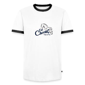 Cheval - T-shirt contrasté Homme - blanc/noir - Devant - AI Model Female 172 light (172cm) & AI Model Male 178 dark (178cm)