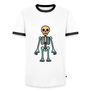 Skelett Lustig Halloween Comic - Männer Kontrast-T-Shirt - Weiß/Schwarz - Vorne - AI Model Female 172 light (172cm) & AI Model Male 178 dark (178cm)