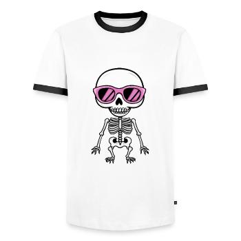 Skeleton Halloween - Men's Ringer Shirt - white/black - Front - AI Model Female 172 light (172cm) & AI Model Male 178 dark (178cm)