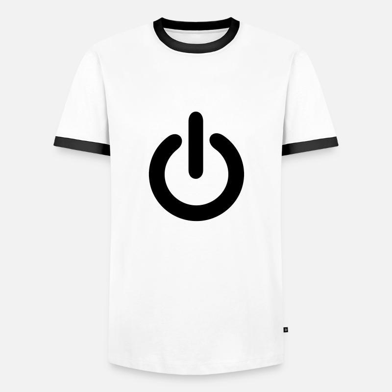 Power Switch Button Electric Technology Gift - Men's Ringer Shirt - white/black