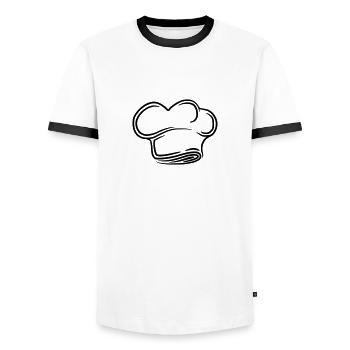 Conception de tatouage pour le chapeau du Chef exé - T-shirt contrasté Homme - blanc/noir - Devant - AI Model Female 172 light (172cm) & AI Model Male 178 dark (178cm)