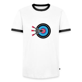 Archery - Men's Ringer Shirt - white/black - Front - AI Model Female 172 light (172cm) & AI Model Male 178 dark (178cm)