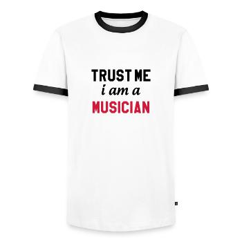 Musik / Musiker / Music / Musician - Männer Kontrast-T-Shirt - Weiß/Schwarz - Vorne - AI Model Female 172 light (172cm) & AI Model Male 178 dark (178cm)