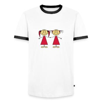 Best Friends Girls - Men's Ringer Shirt - white/black - Front - AI Model Female 172 light (172cm) & AI Model Male 178 dark (178cm)