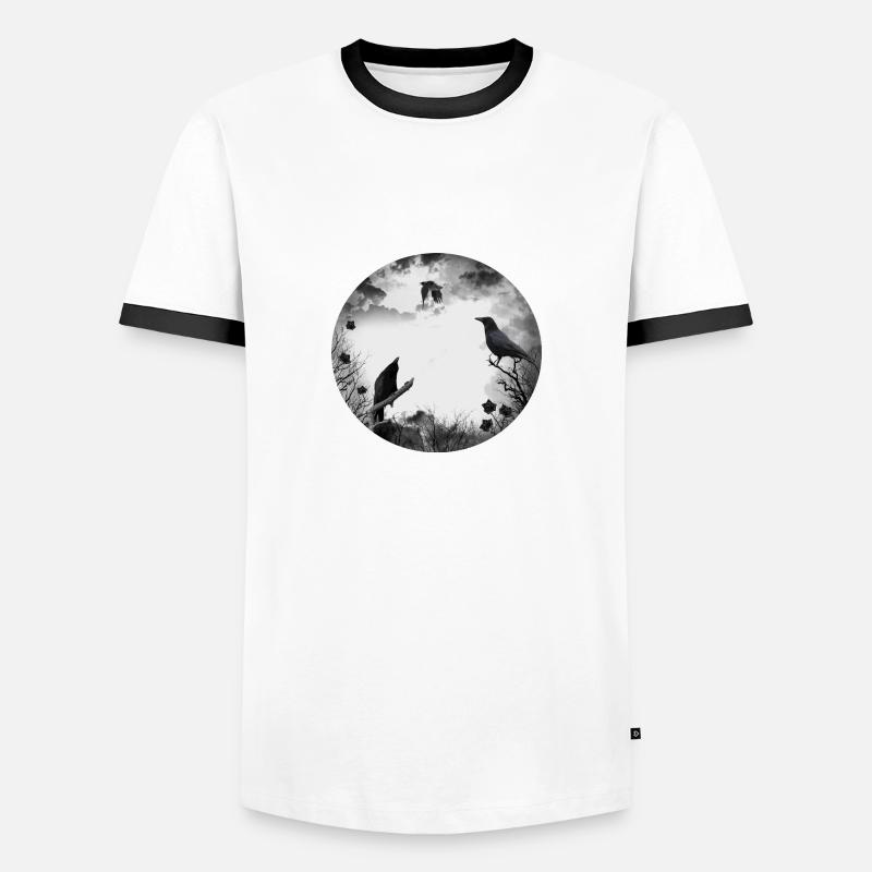 Gothic, crows, ravens - Men's Ringer Shirt - white/black