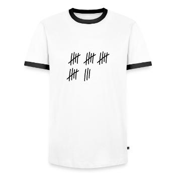 23 strokes / / 23 times / / Birthday / / gift - Men's Ringer Shirt - white/black - Front - AI Model Female 172 light (172cm) & AI Model Male 178 dark (178cm)
