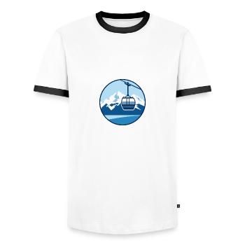 Glückliche Seelen, frische Luft, weite Aussichten - Männer Kontrast-T-Shirt - Weiß/Schwarz - Vorne - AI Model Female 172 light (172cm) & AI Model Male 178 dark (178cm)