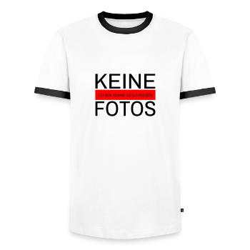Keine Fotos - Männer Kontrast-T-Shirt - Weiß/Schwarz - Vorne - AI Model Female 172 light (172cm) & AI Model Male 178 dark (178cm)