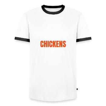 I Love Chickens And Maybe 3 People Funny - Men's Ringer Shirt - white/black - Front - AI Model Female 172 light (172cm) & AI Model Male 178 dark (178cm)