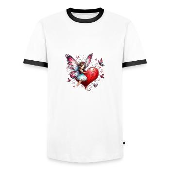 Feenherz Heidi von FairyBreizh - Männer Kontrast-T-Shirt - Weiß/Schwarz - Vorne - AI Model Female 172 light (172cm) & AI Model Male 178 dark (178cm)