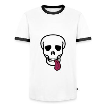 Tongue Skull - Men's Ringer Shirt - white/black - Front - AI Model Female 172 light (172cm) & AI Model Male 178 dark (178cm)
