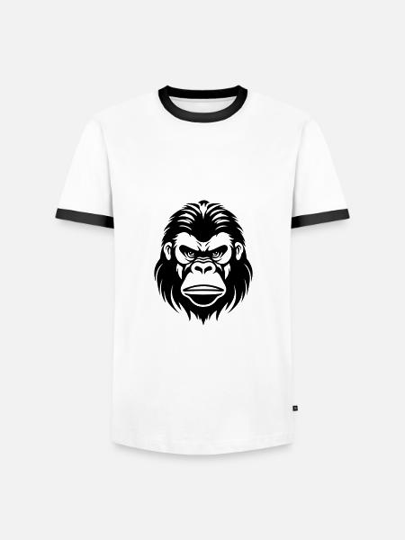 Gorilla Head - Men's Ringer Shirt - white/black